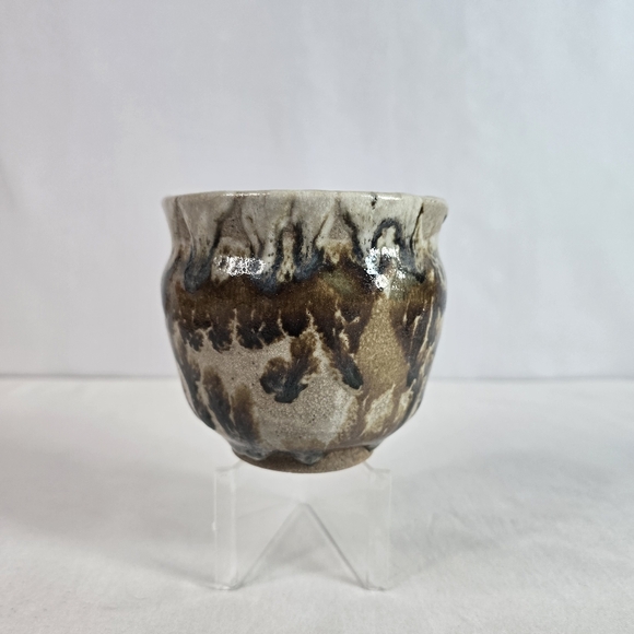 Pottery Handmade Cup/bowl/ Trinket Dish Or Vase 3" Deep X 4.5" Wide Signed - Picture 2 of 8